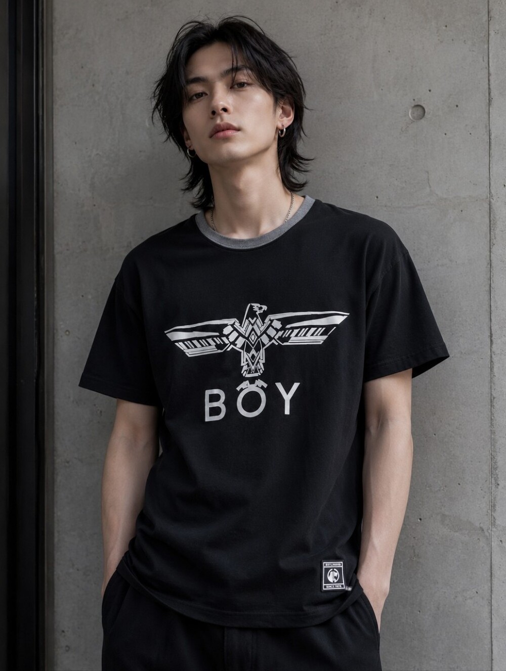 BOY London Black Silver Eagle Logo Unisex Streetwear Tee